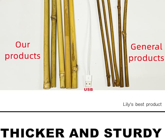 HOPELF 50 Pack 2ft Bamboo Plant Stakes for Wood Garden Sticks，Wooden Plant Supports，Bamboos，Bamboo Trellis，Crafts, More Size Choices 8"/12"/16"//2'/3'/4'/5'/6'
