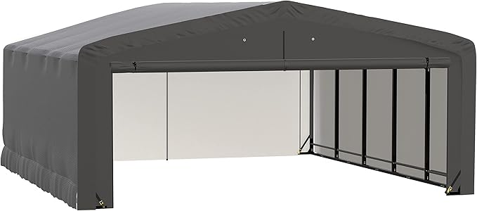 ShelterLogic ShelterTube Garage & Storage Shelter, 20' x 23' x 10' Heavy-Duty Steel Frame Wind and Snow-Load Rated Enclosure, Gray