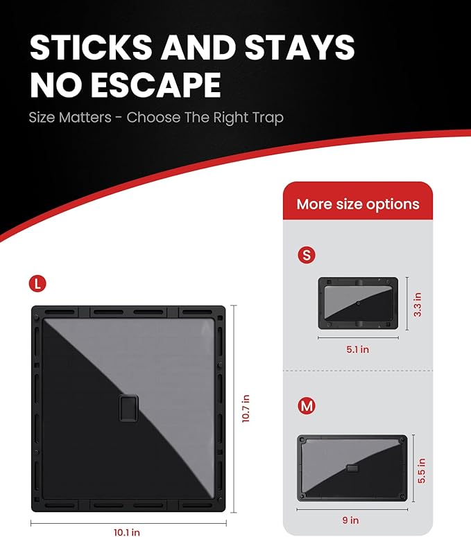 Jumbo Rat & Mouse Glue Traps - 6 Pack Large Heavy Duty Sticky Traps Indoor for Home, Extra Strong Adhesive Plastic Tray for Snakes, Non-Toxic Pest Control for House & Garage, Large Size