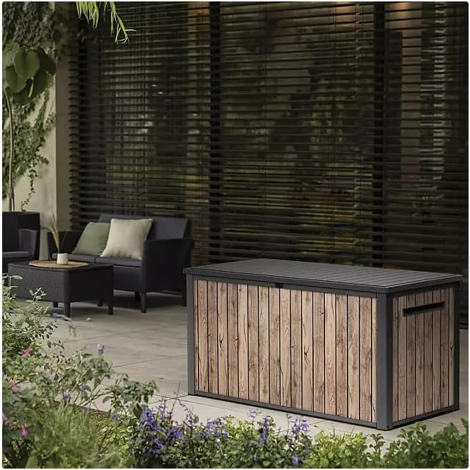 Nature Wood Design Storage Box, Weather-Resistant Deck Container, Perfect for store anything Indoor and Outdoor. (Natrul Wood Brown, 170 Gallon(27.7" D x 57" L x 29" W))