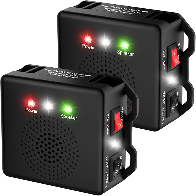 Rodent Repellent for Car, Battery Powered Under Hood Animal Repeller, Ultrasonic Rat and Mice Deterrent Device, Electronic Pest Control for RV, Truck, Garage, Vehicle Engine Protection, Pack of 2