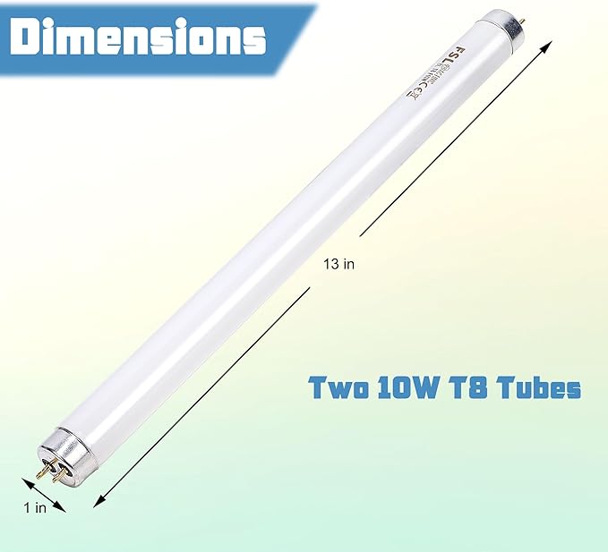 Lulu Home 2 Packs Bug Zapper Replacement Bulbs, 13" L 10W T8 Light Tubes for 20W Electric Mosquito Killer, Lamp Bulbs Emitting 365nm Light to Attract Gnats, Moths and Flying Insects