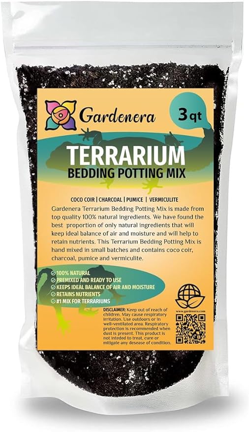 Terrarium Potting Soil Mix - Hand-Blended with Coco Coir, Charcoal, Pumice, and Vermiculite - 3 QUARTS
