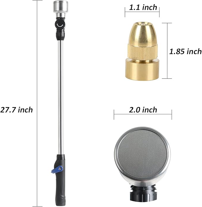 STYDDI Soft Rain Watering Wand with Pivoting Head and Thumb Control, 28" Gentle 1008Holes Classic Rain Wand with Replace Brass Nozzle, Perfect for Hanging Baskets, Planters, Greenhouses and Seedbed