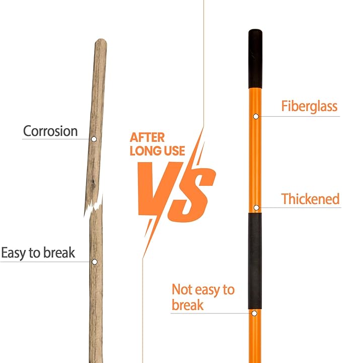 Heavy Duty Gardening Shovel, 56 Inch Round Blade with Fiberglass Handle (Orange)