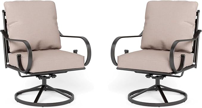 Sophia & William Extra Large & High Back Patio Furniture Set Metal Modern Outdoor Conversation Sets with Swivel Chairs