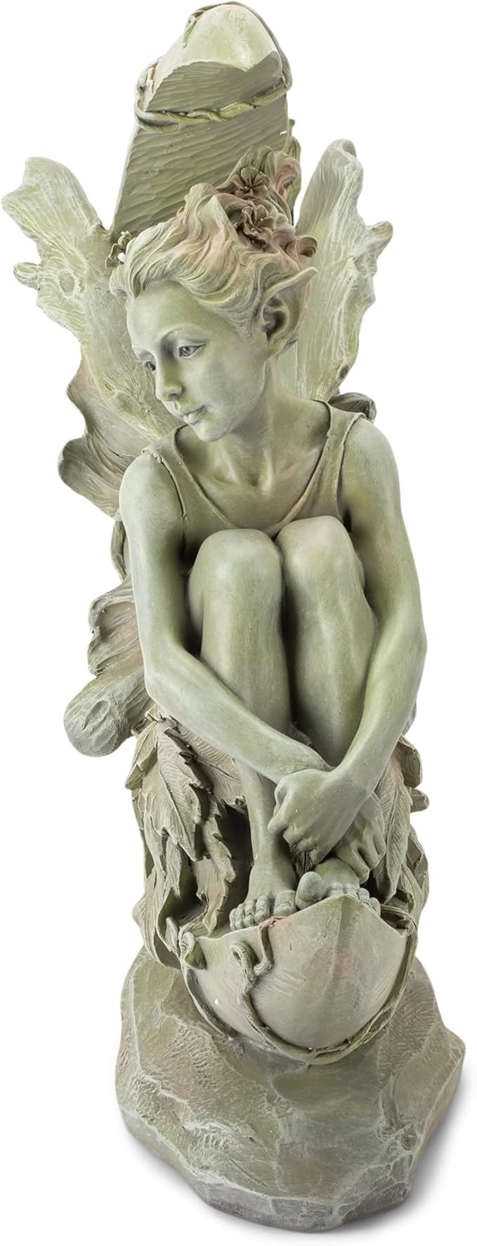 Napco Imports Resin Stone Fairy Moon Statue with Bronze Finish 14102