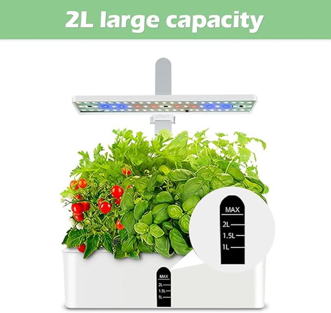 YUEWO 9 Pods Hydroponics Growing System Hydro Indoor Herb Garden Up to 27.5'' Plant Germination Kit with Pump System Grow Light for Kitchen Home Countertop Gardening