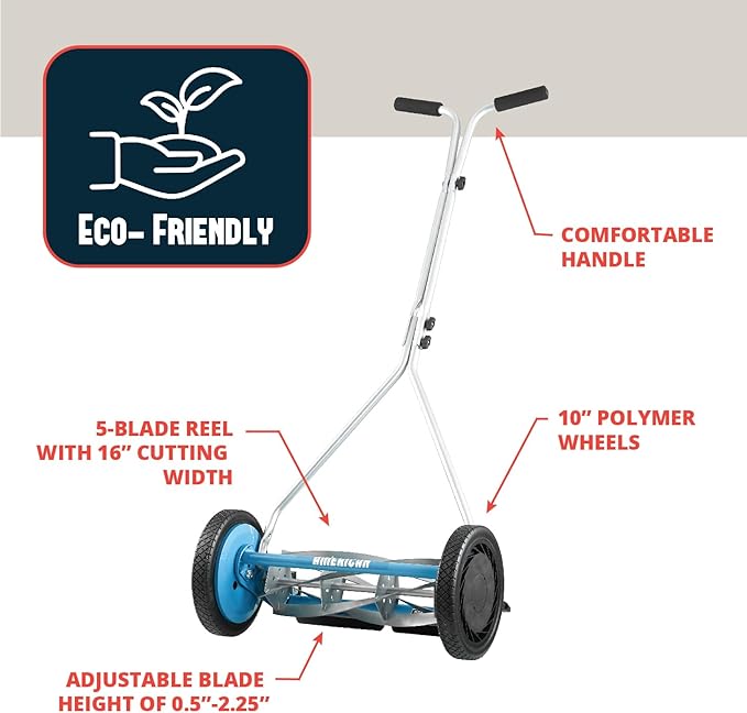 American Lawn Mower Company 1415-16SK2 16-Inch 5-Blade Push Reel Lawn Mower with Sharpener