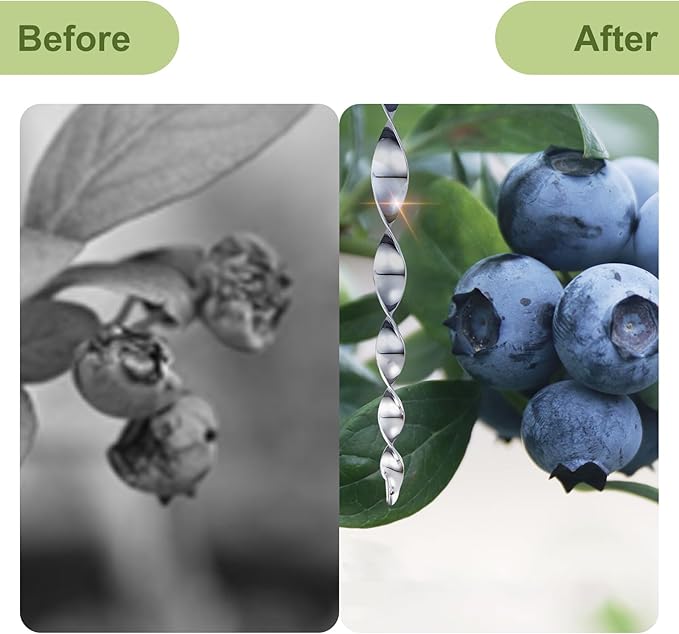 OFFO 4 PCS with 6 Reflective Bird Scare Rods to Scare Birds Away Bird Device for Woodpecker Pigeon Plastic Hanging Outdoors Reflective Keep Birds Away Home and Garden