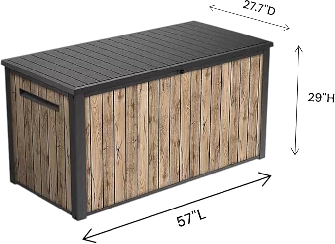 Nature Wood Design Storage Box, Weather-Resistant Deck Container, Perfect for store anything Indoor and Outdoor. (Natrul Wood Brown, 170 Gallon(27.7" D x 57" L x 29" W))