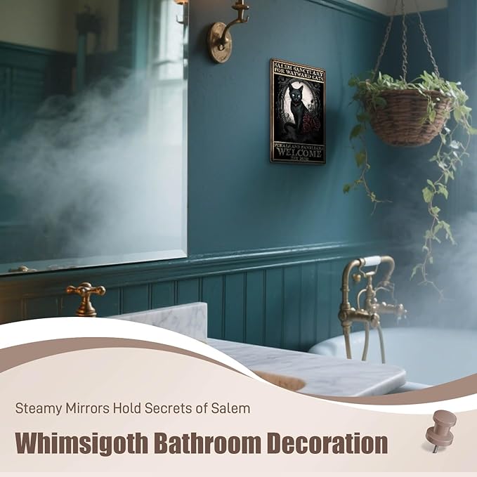 Vintage Halloween Decorations Indoor Black Cat Wall Art Witchy Room Decor Home Bedroom Halloween Decor Black Cat Signs 8x12 Inch