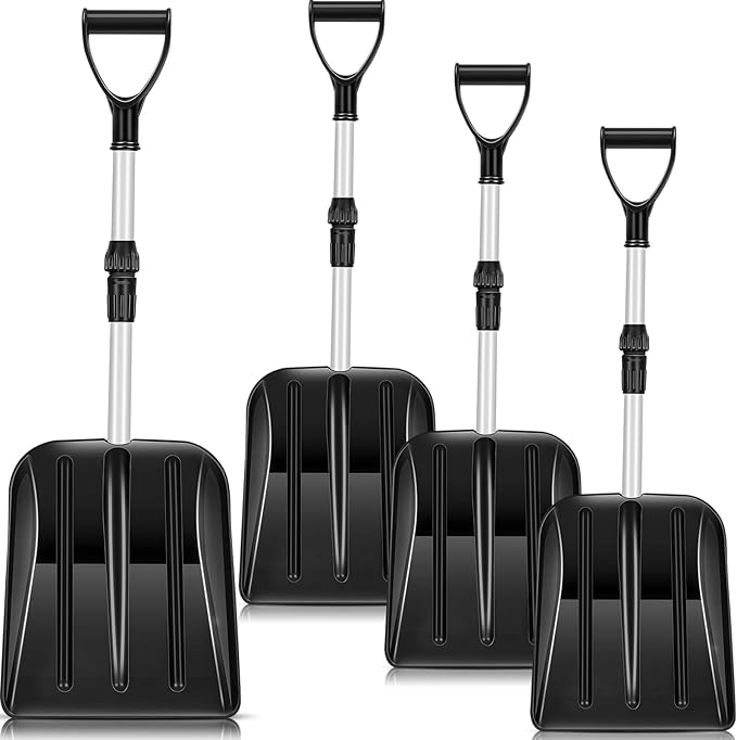 Lasnten 4 Pcs Kid's Snow Shovel Plastic Digging Lightweight Portable Beach Shovels for Kids Boys Girls Home Yard Garden Outdoor Activities Snow Removal(Black)