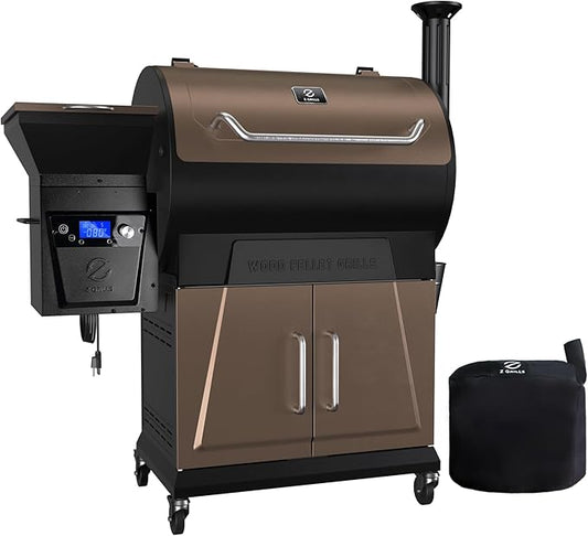 Z GRILLS Pellet Grill Smoker with PID 2.0 Controller, LCD Screen, 2 Meat Probes, Huge Storage Cabinet, 697 sq in Cooking Area, Rain Cover for Outdoor BBQ, 700D6, Bronze