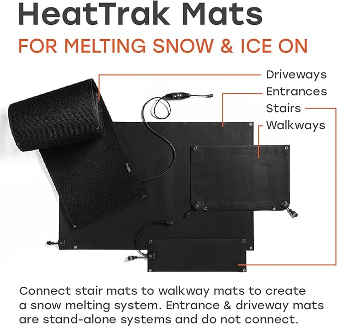 HeatTrak Heated Snow Melting Mats for Entrances - Heated Outdoor Mats - Snow Melting Mats for Winter Snow Removal - Trusted Snow and Ice Melt Products - No-Slip Heating Entrance Mats (24” x 36")