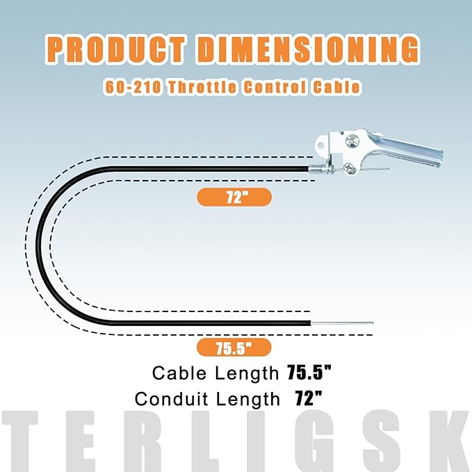 60-210 Throttle Control Cable Assembly - Professional Mower with 72-inch Cable, Compatible with Laser 94509