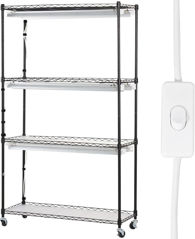 VEVOR Plant Stand with Grow Light, 4 Tiers Plant Shelf with 3000K 180W LED Full Spectrum Light for Indoor Plants, Grow Light Shelf with Timer for Seed Starting 35.4" L x 13.8" W x 59.1" H