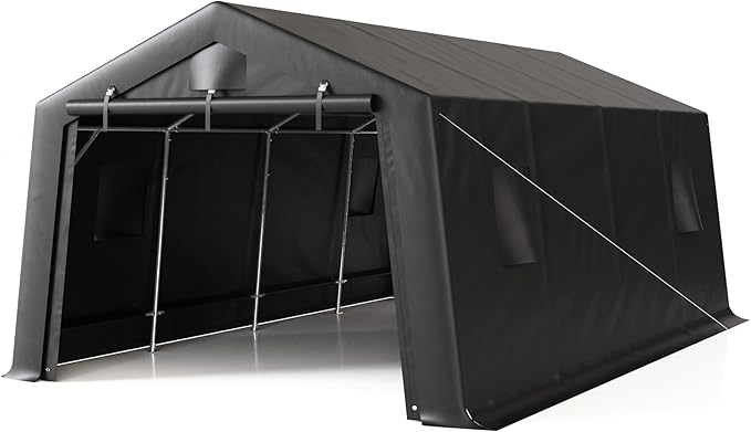12'×20' Heavy Duty Carport,Car Canopy Portable Garage with Roll-up Zipper Door,Thick Shelter Storage Canopy Tent with All-Steel Metal Frame,Sunshade Waterproof for Motorcycle Car, Truck,SUV