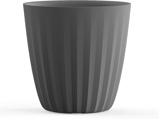 Crescent Garden Pleat Modern Decorative Planter, Indoor/Outdoor Pot, Resin Plant Pot with Drain Hole - 23" W x 23" H Planter (Slate)