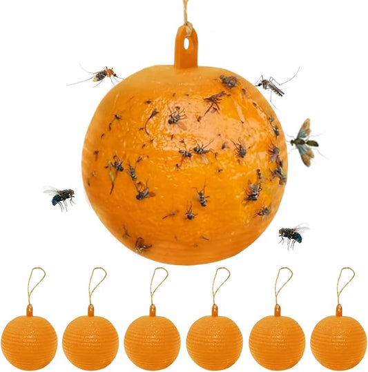 6 PCS Fruit Fly Traps Ball Fly Trap Outdoor, Hanging Bugs Sticky Ball Indoor, Gnat Trap Ball for House Plants Kitchen Drain Yard Garden (6PCS, Yellow)