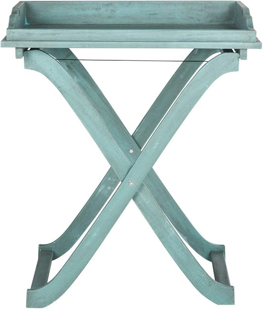 Safavieh Outdoor Collection Covina Beach House Blue Tray Table
