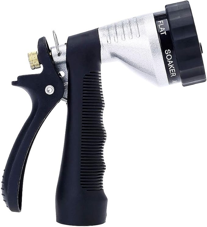 GREEN MOUNT Water Hose Nozzle Spray Nozzle, Metal Garden Hose Nozzle with Adjustable Spray Patterns, Perfect for Watering Plants, Washing Cars and Showering Pets