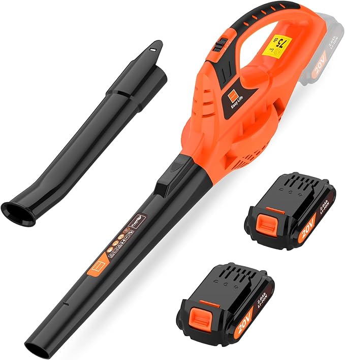 Cordless Leaf Blower,21V Handheld Electric Leaf Blower with 2 x 2.0Ah Battery & Charger, Lightweight Battery Powered Leaf Blower for Lawn Care, Patio, Yard, Sidewalk,Snow Blowing