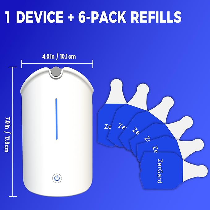 Flying Insect Trap, ZerGard Indoor Plug in Bug Catcher with UV Light (1 Device+6 Refills) Captures Mosquito Gnat Moth Fruit Flies for Kitchen, Living Room, Bedroom,ZM001