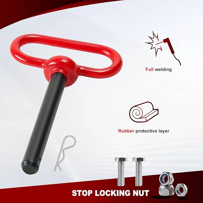 Universal Heavy Duty Zero Turn Trailer Hitch and 1/2'' Hitch Pin，5mm Thick Carbon Steel Lawn Mower Trailer Hitch,Lawn Tractor Hitch with Mounting Kit(2 Carriage Bolt,2 Nuts,1R-Clip)