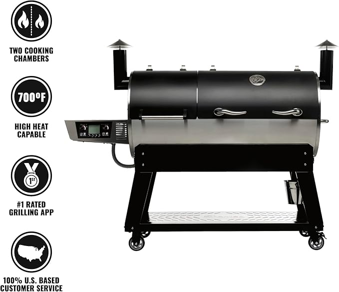 recteq DualFire 1200 Wood Pellet Smoker Grill, Wi-Fi Electric Pellet Grills, Dual Chambers for Hot and Fast + Low and Slow Cooking