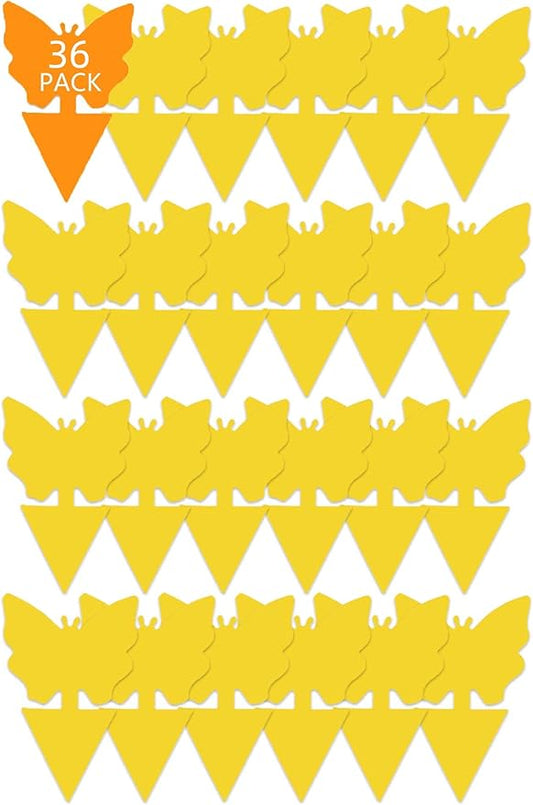 Garsum 36 Pack Fruit Fly Trap Yellow Sticky Fungus Gnat Killer for Indoor and Outdoor Plant Insect Catcher for White Flies,Mosquitos,Fungus Gnats,Flying Insects