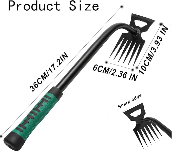 Weed Puller Tool Garden Hand Weeder Tools, 2025 Weeding Artifact Uprooting Weeding Tool, 17.2IN Weed Puller Removal Tool, 6 Teeth Manganese Steel Manual Weed Remover Pulling Tool for Lawn Garden