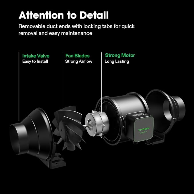 VIVOSUN Smart Air Filtration S4 Kit 4", AeroZesh S4 Inline Duct Fan with E12 Speed Controller, Carbon Filter & 8' Ducting, Cooling & Ventilation System for Grow Tents, Indoor Gardening, Hydroponics