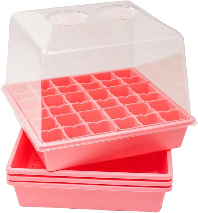Bootstrap Farmer Countertop Seed Starter Kit in Pink, Reusable 1010 Tray Bundle with Inserts and Humidity Dome