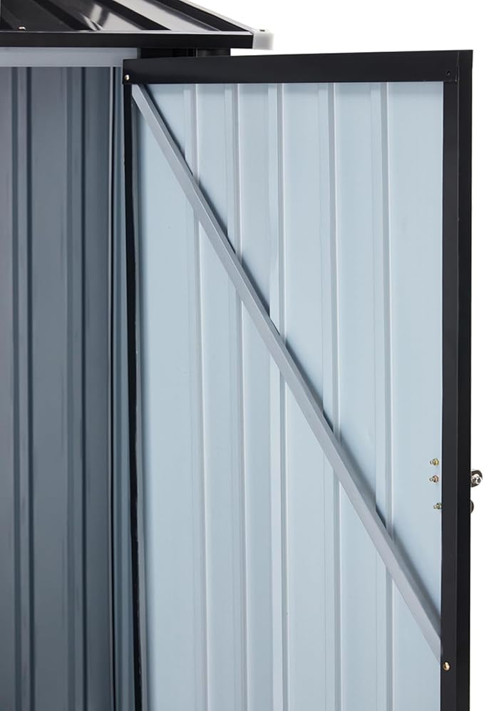 3x3 FT Outdoor Storage Shed, Metal Steel Garden Shed with Single Lockable Door, Small Shed Outdoor Steel Utility Tool Shed, Storage House Waterproof for Backyard Patio, Garden, Lawn(Dark Gray)