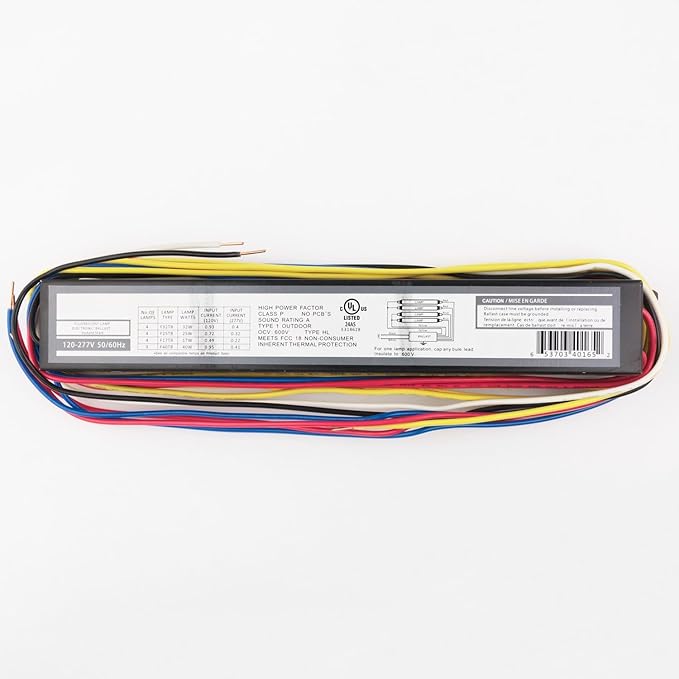 Diodesy- Electronic Ballast T8 Instant Start Multi-volt 120-277V 32W Class A Type 1 Outdoor Rating 50/60Hz Use with Four 32W F32t8 Four 17W F17t8 Four 25W F25t8 Three 40W F40t8 Lamps UL Approved