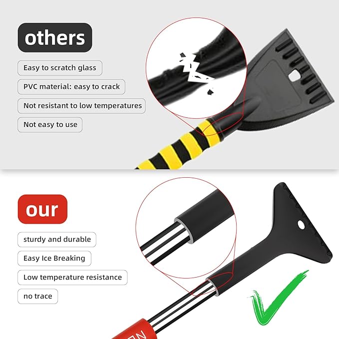 Premium Snow Brush for Car - Detachable & Portable with Ergonomic Anti-Slip Foam Grip,Double Sided ice Scraper for efficient Snow Removal, All Weather Outdoor Use