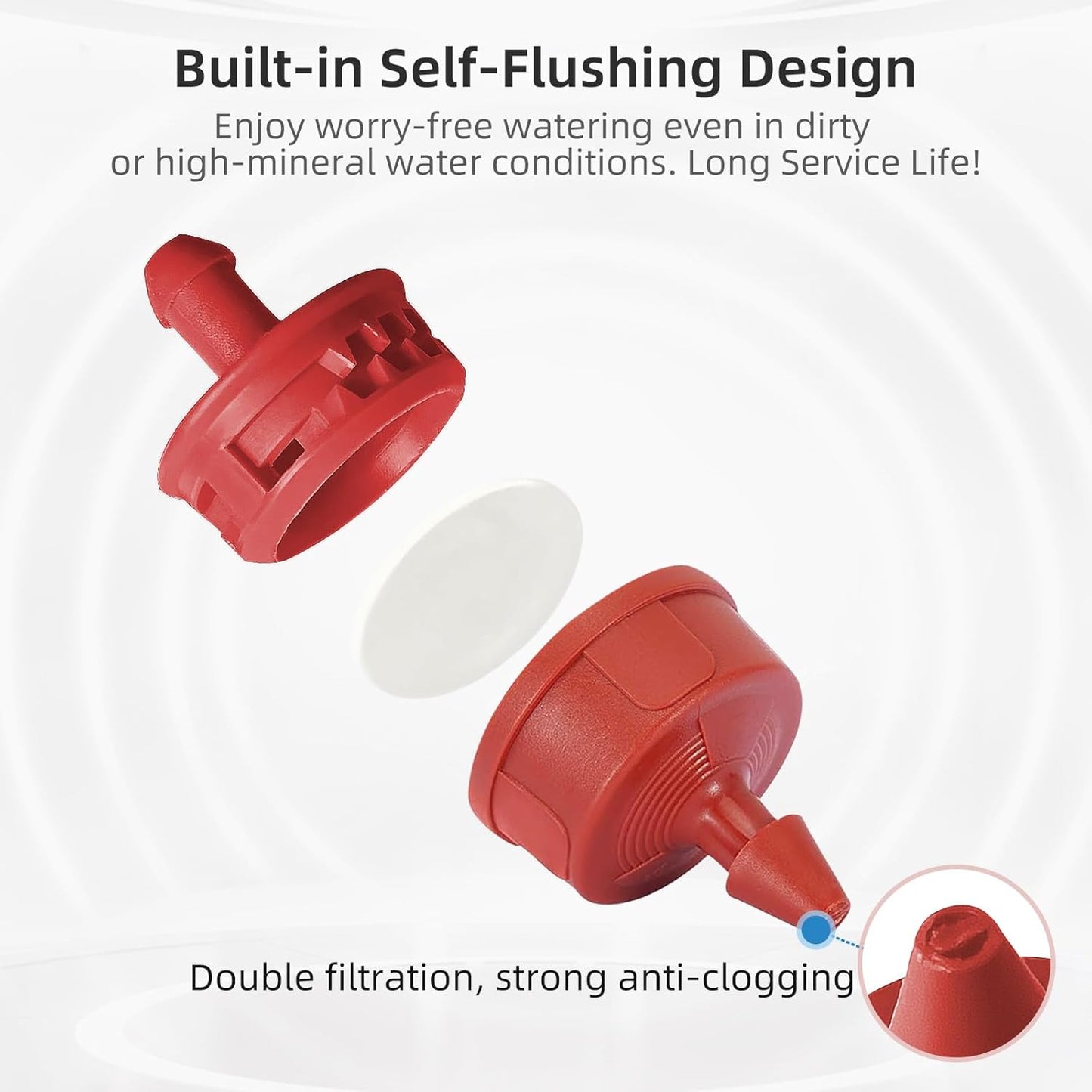 30PCS 4 GPH Pressure Compensating Drip Irrigation Spot Watering Drippers/Emitters, Self-Cleaning Constant Flow Drip Irrigation Emitters Heads Irrigation Drippers Parts for Drip Irrigation System