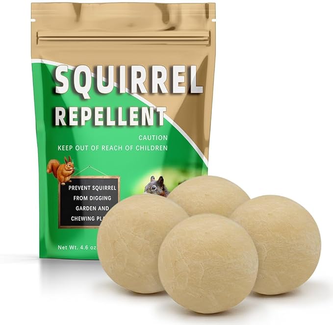 Squirrel Repellent Outdoor, Chipmunk Repellent for Attic/Garden/Bird Feeders/Plants/Cars, Deterrent Squirrels, Keep Chipmunks Away-4P
