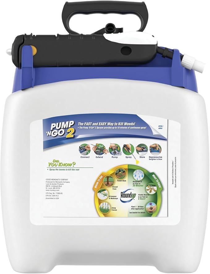 Roundup Weed and Grass Killer₄ with Pump 'N Go 2 Sprayer, Use in and Around Flower Beds, Trees & More, 1.33 gal.