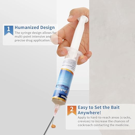 Ready-to-Use Cockroach Gel Bait, Roach Killer Indoor & Outdoor, Effective Cockroach Control - 4 Tubes x 30 Grams