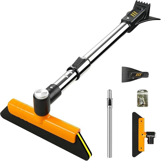 helloleiboo 39.4" Ice Scrapers for Car Windshield Extendable Snow Brush for Car 12 Adjustable Length Settings with 360° Pivoting Brush Head Snow Removal Tools Snow Brush and Ice Scraper for Truck SUV