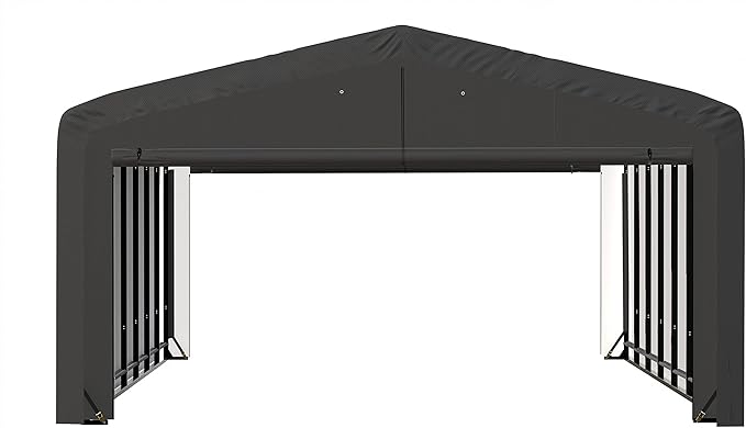 ShelterLogic ShelterTube Garage & Storage Shelter, 20' x 32' x 12' Heavy-Duty Steel Frame Wind and Snow-Load Rated Enclosure, Gray