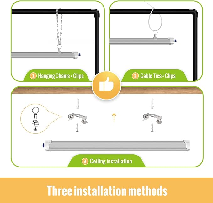LED Grow Lights 1.4FT for Indoor Plants Full Spectrum, 660nm Hanging Grow Light 3600K, Led Plant Grow Lights for Indoor Plants, Grow Lamp with Reflectors 36W(2×18W), 2 Pack