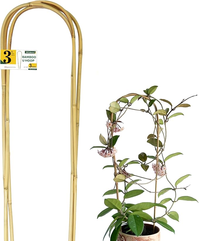 Natural U-Hoops Bamboo Plants Trellis 3Ft, Garden Trellis U-Shape for Climbing Plants, Garden Arch Trellis Support for Potted Plants, Vines, Ivy Climbing Plants, Flowers-3 Pack