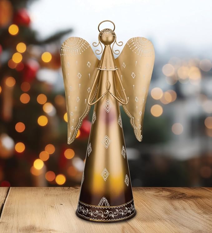 Regal Art & Gift Angel Statue - Metal Indoor/Outdoor Garden Statue Deals, Elegant Garden Decor, Beautiful Gifts for Women, Exquisite Angel Statues for Garden, 23-Inch, Gold