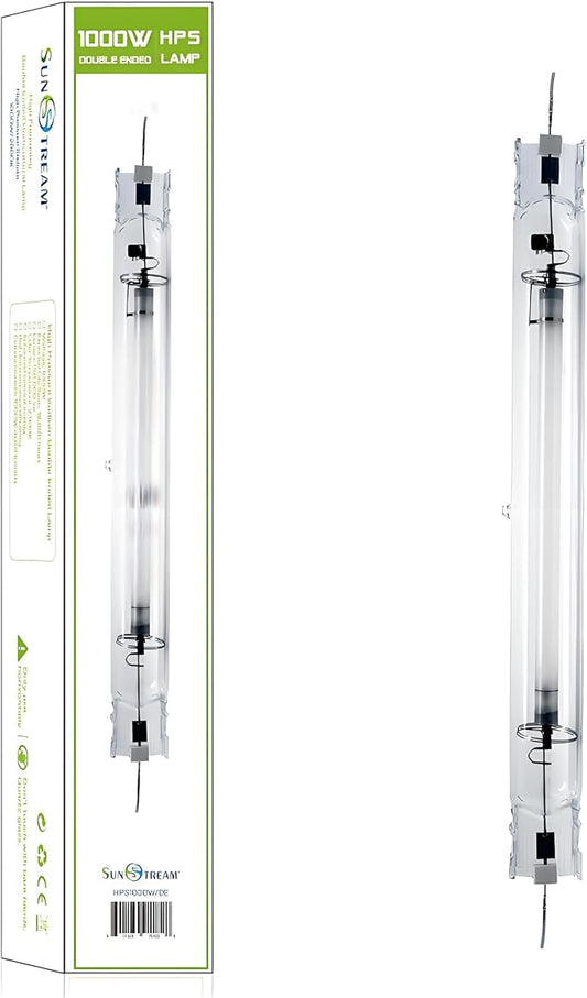 SunStream 1000 Watt DE HPS Double Ended High Pressure Sodium Grow Lamp Bulb High PAR with Enhanced Red and Orange Spectrum CCT 2000K