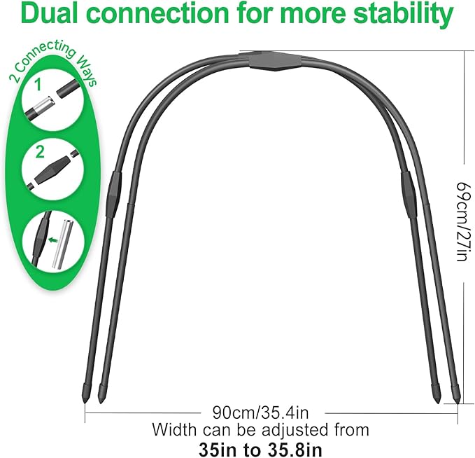 FOTMISHU 8pcs Garden Hoops for Raised Beds, 37.4"x 27.5" Greenhouse Hoops for Row Cover Garden Netting, Rust-Free Garden Tunnel, Reuseable Gardening Supplies for Plants (8pcs L- 37.4"x 27.5")