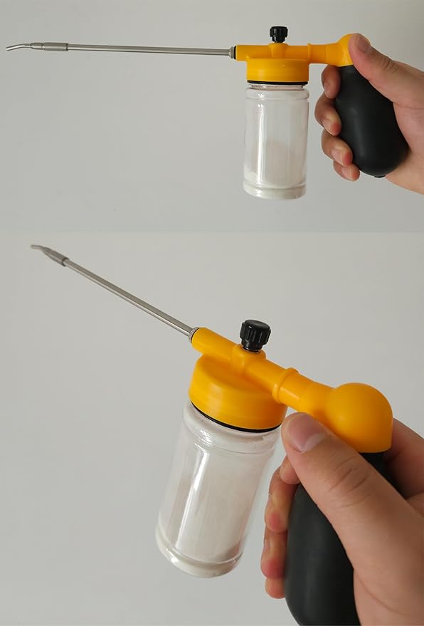 150ml Multi-Purpose Powder Duster Diatomaceous Earth Duster Powder Sprayer Bulb Duster with Length Adjustable from 11" to 23"