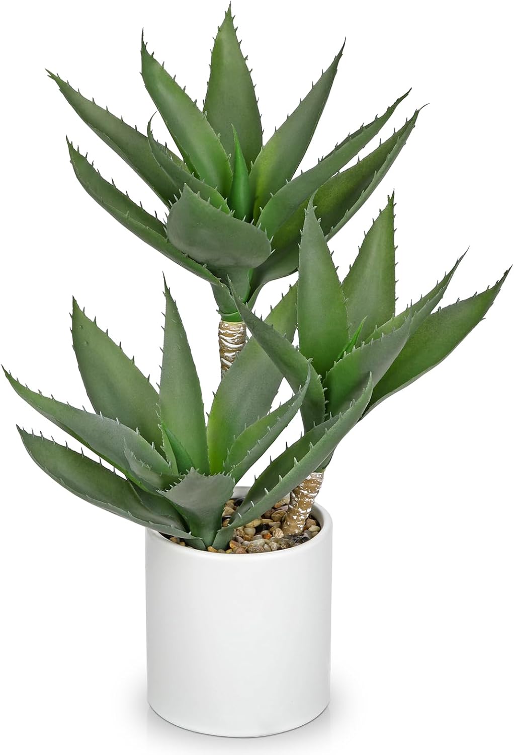 Hollyone Large Artificial Agave Plants Fake Three-Head Agave Succulent Plant Potted 17" Faux Plant Succulent Aloe Vera Plants Indoor for Desk Modern Home Decor